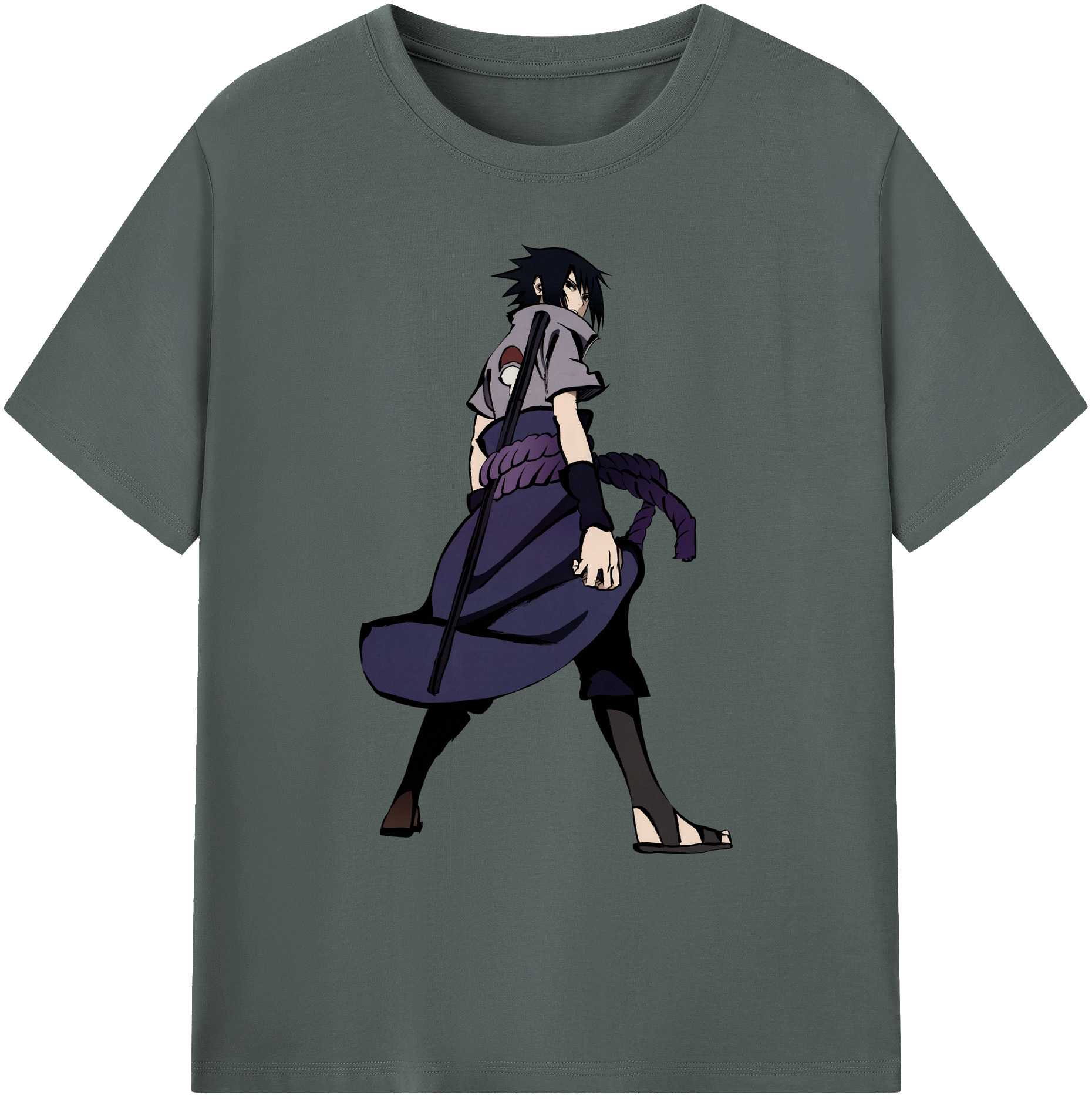 （画像用） NARUTO -ナルト- うちは サスケ Uchiha Sasuke 綿100％ メンズ半袖Tシャツ｜肌触りやわらか＆通気性